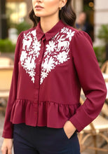 Tenango Floral Shirt-blouse (burgundy)